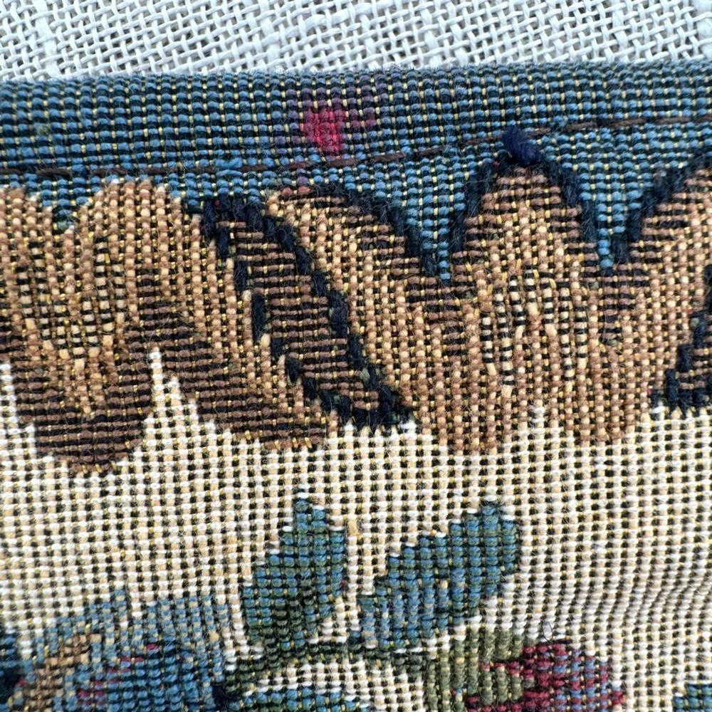 Vintage Italian Tapestry Shoulder Bag Gold Chain Strap Floral Carpet Style Purse